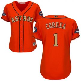 Houston Astros #1 Carlos Correa Orange 2018 Gold Program Cool Base Womens Stitched MLB Jersey