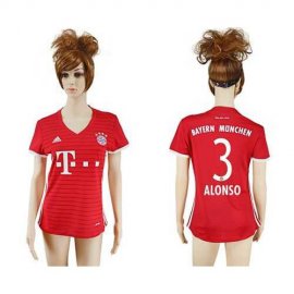 Womens Bayern Munchen #3 Alonso Home Soccer Club Jersey