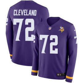 Nike Minnesota Vikings #72 Ezra Cleveland Purple Team Color Mens Stitched NFL Limited Therma Long Sleeve Jersey