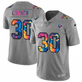 Pittsburgh Steelers #30 James Conner Mens Nike Multi-Color 2020 NFL Crucial Catch NFL Jersey Greyheather
