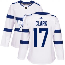 Adidas Toronto Maple Leafs #17 Wendel Clark White Authentic 2018 Stadium Series Womens Stitched NHL Jersey