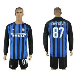Inter Milan #87 Candreva Home Long Sleeves Soccer Club Jersey