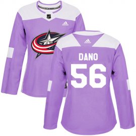 Adidas Columbus Blue Jackets #56 Marko Dano Purple Authentic Fights Cancer Womens Stitched NHL Jersey