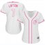 Cleveland Indians #7 Kenny Lofton White/Pink Fashion Womens Stitched MLB Jersey