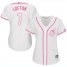 Cleveland Indians #7 Kenny Lofton White/Pink Fashion Womens Stitched MLB Jersey