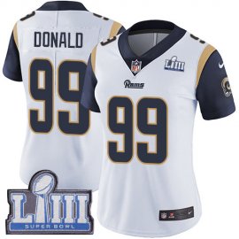 Nike Los Angeles Rams #99 Aaron Donald White Super Bowl LIII Bound Womens Stitched NFL Vapor Untouchable Limited Jersey