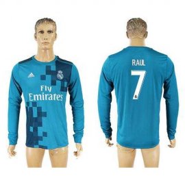 Real Madrid #7 Raul Sec Away Long Sleeves Soccer Club Jersey