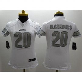 Nike Detroit Lions #20 Barry Sanders White Womens Stitched NFL Limited Platinum Jersey
