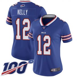 Nike Buffalo Bills #12 Jim Kelly Royal Blue Team Color Womens Stitched NFL 100th Season Vapor Limited Jersey