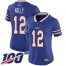Nike Buffalo Bills #12 Jim Kelly Royal Blue Team Color Womens Stitched NFL 100th Season Vapor Limited Jersey