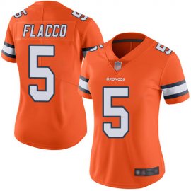 Nike Denver Broncos #5 Joe Flacco Orange Womens Stitched NFL Limited Rush Jersey