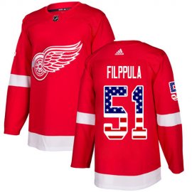 Adidas Detroit Red Wings #51 Valtteri Filppula Red Home Authentic USA Flag Stitched NHL Jersey