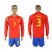 Spain #3 Pique Red Home Long Sleeves Soccer Country Jersey