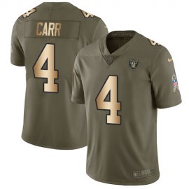 Nike Las Vegas Raiders #4 Derek Carr Olive/Gold Youth Stitched NFL Limited 2017 Salute to Service Jersey