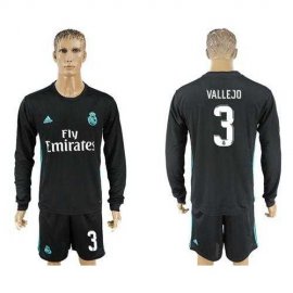 Real Madrid #3 Vallejo Away Long Sleeve Soccer Club Jersey