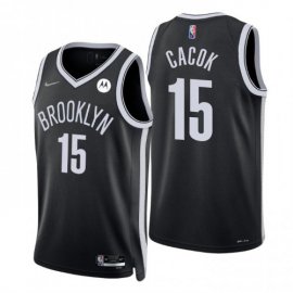 Nike Brooklyn Nets #15 Devontae Cacok Black Mens 2021-22 NBA 75th Anniversary Diamond Swingman Jersey – Icon Edition Mens