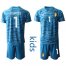 Belgium #1 Courtois Blue Goalkeeper Kid Soccer Country Jersey