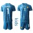 Belgium #1 Courtois Blue Goalkeeper Kid Soccer Country Jersey