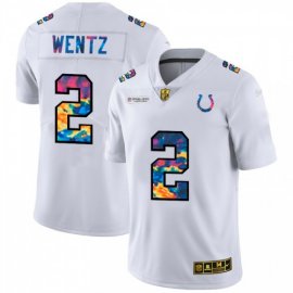 Indianapolis Colts #2 Carson Wentz Mens White Nike Multi-Color 2020 NFL Crucial Catch Limited NFL Jersey
