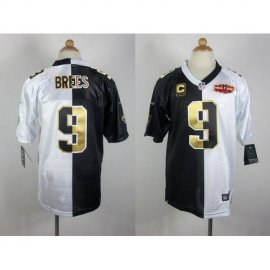 Nike New Orleans Saints #9 Drew Brees Black/White Super Bowl Youth Stitched NFL Elite Split Jersey