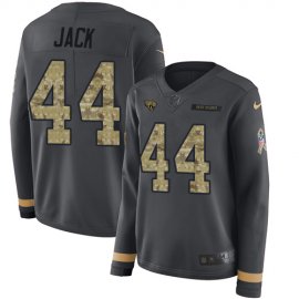Nike Jacksonville Jaguars #44 Myles Jack Anthracite Salute to Service Womens Stitched NFL Limited Therma Long Sleeve Jersey
