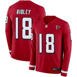 Nike Atlanta Falcons #18 Calvin Ridley Red Team Color Mens Stitched NFL Limited Therma Long Sleeve Jersey