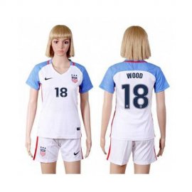 Womens USA #18 Wood Home Soccer Country Jersey