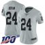 Nike Las Vegas Raiders #24 Johnathan Abram Silver Womens Stitched NFL Limited Inverted Legend 100th Season Jersey