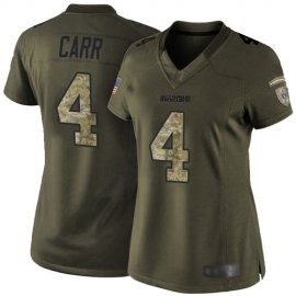 Nike Las Vegas Raiders #4 Derek Carr Green Womens Stitched NFL Limited 2015 Salute to Service Jersey