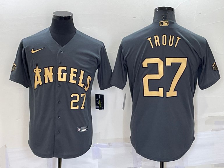 Angels 27 Mike Trout Charcoal Nike 2022 MLB All Star Cool Base Jerseys Angels 27 Mike Trout Charcoal Nike 2022 MLB All Star Cool Base Jerseys