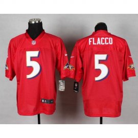 Nike Baltimore Ravens #5 Joe Flacco Red Mens Stitched NFL Elite QB Practice Jersey