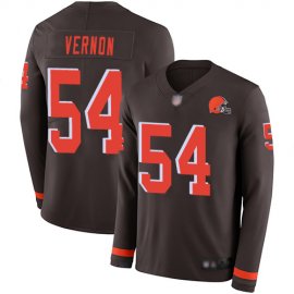 Nike Cleveland Browns #54 Olivier Vernon Brown Team Color Mens Stitched NFL Limited Therma Long Sleeve Jersey