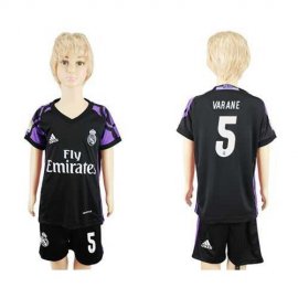 Real Madrid #5 Varane Black Kid Soccer Club Jersey