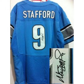 Nike Detroit Lions #9 Matthew Stafford Blue Team Color Mens Stitched NFL Elite Autographed Jersey