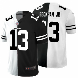Cleveland Browns #13 Odell Beckham Jr. Mens Black V White Peace Split Nike Vapor Untouchable Limited NFL Jersey