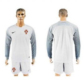 Portugal Blank White Goalkeeper Long Sleeves Soccer Country Jersey