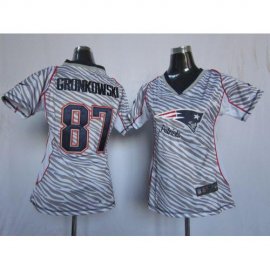 Nike New England Patriots #87 Rob Gronkowski Zebra Womens Stitched NFL Elite Jersey