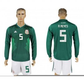 Mexico #5 A.REYES Home 2018 FIFA World Cup Long Sleeve Soccer Jersey