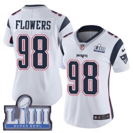 Nike New England Patriots #98 Trey Flowers White Super Bowl LIII Bound Womens Stitched NFL Vapor Untouchable Limited Jersey