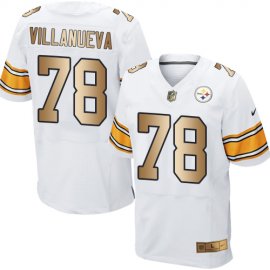Nike Pittsburgh Steelers #78 Alejandro Villanueva White Mens Stitched NFL Elite Gold Jersey
