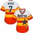 Houston Astros #7 Craig Biggio White/Orange Alternate Cooperstown Womens Stitched MLB Jersey