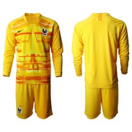 France Blank Yellow Goalkeeper Long Sleeves Soccer Country Jersey