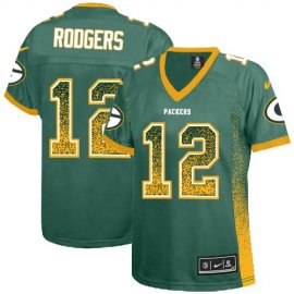 Nike Green Bay Packers #12 Aaron Rodgers Green Team Color Womens Stitched NFL Elite Drift Fashion Jersey