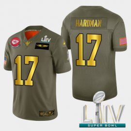 Kansas City Chiefs #17 Mecole Hardman Mens Nike Olive Gold Super Bowl LIV 2020 2019 Salute to Service Limited NFL 100 Jersey