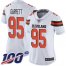 Nike Cleveland Browns #95 Myles Garrett White Womens Stitched NFL 100th Season Vapor Limited Jersey