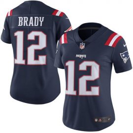 Nike New England Patriots #12 Tom Brady Navy Blue Womens Stitched NFL Limited Rush Jersey
