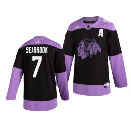 Chicago Blackhawks #7 Brent Seabrook Adidas Mens Hockey Fights Cancer Practice NHL Jersey Black