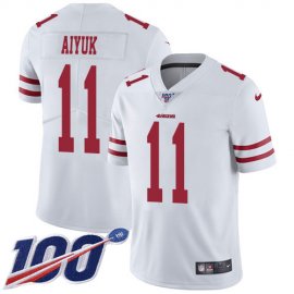 Nike San Francisco 49ers #11 Brandon Aiyuk White Mens Stitched NFL 100th Season Vapor Untouchable Limited Jersey