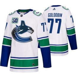 Vancouver Canucks #77 Nikolay Goldobin 50th Anniversary Mens White 2019-20 Away Authentic NHL Jersey