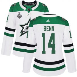 Adidas Dallas Stars #14 Jamie Benn White Road Authentic Womens 2020 Stanley Cup Final Stitched NHL Jersey